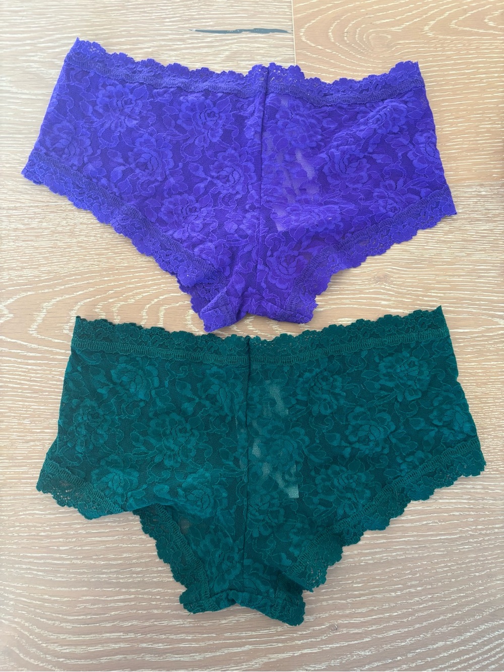 SET 2 New tags Hanky Panky Purple Green Lace Everyday Boyshort Brief Panty Small